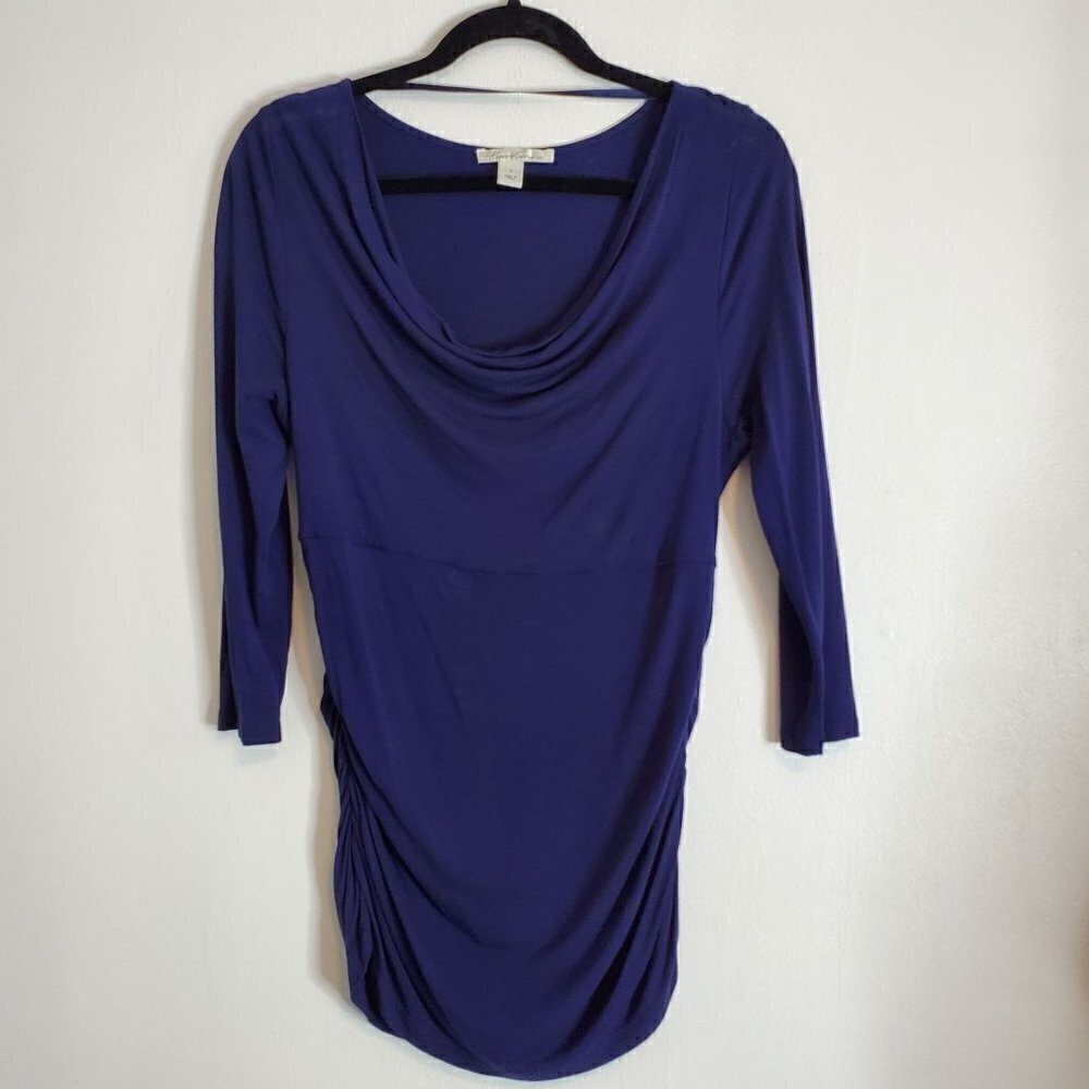 Kenneth Cole Cowl Neck Slouchy  Rayon Blue Top Women size Small
